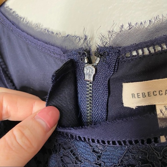 Rebecca Taylor Tank Lace Mix Pleat Dress Size 12 - Picture 8 of 12